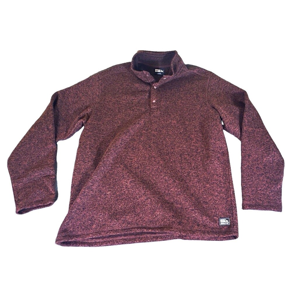Eddie Bauer Men’s XL Brown Knit Mock Neck Snap Button Pullover Sweater Solid